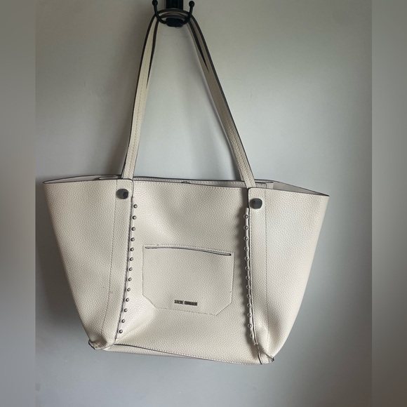 Steve Madden cream tote with silver studs and matching clutch - Picture 3 of 10